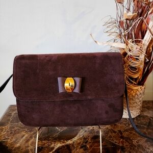 Bally Brown Suede/Leather Bag Crossbody EUC